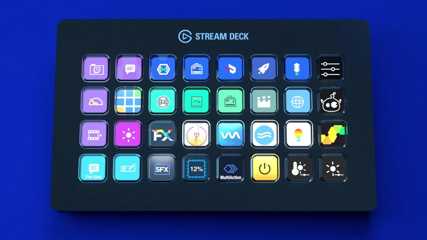 Rasterdarstellung der 32 Tasten des Stream Deck XL