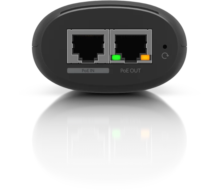 Anschlussseite des UniFi AI Port mit zwei RJ45-Buchsen