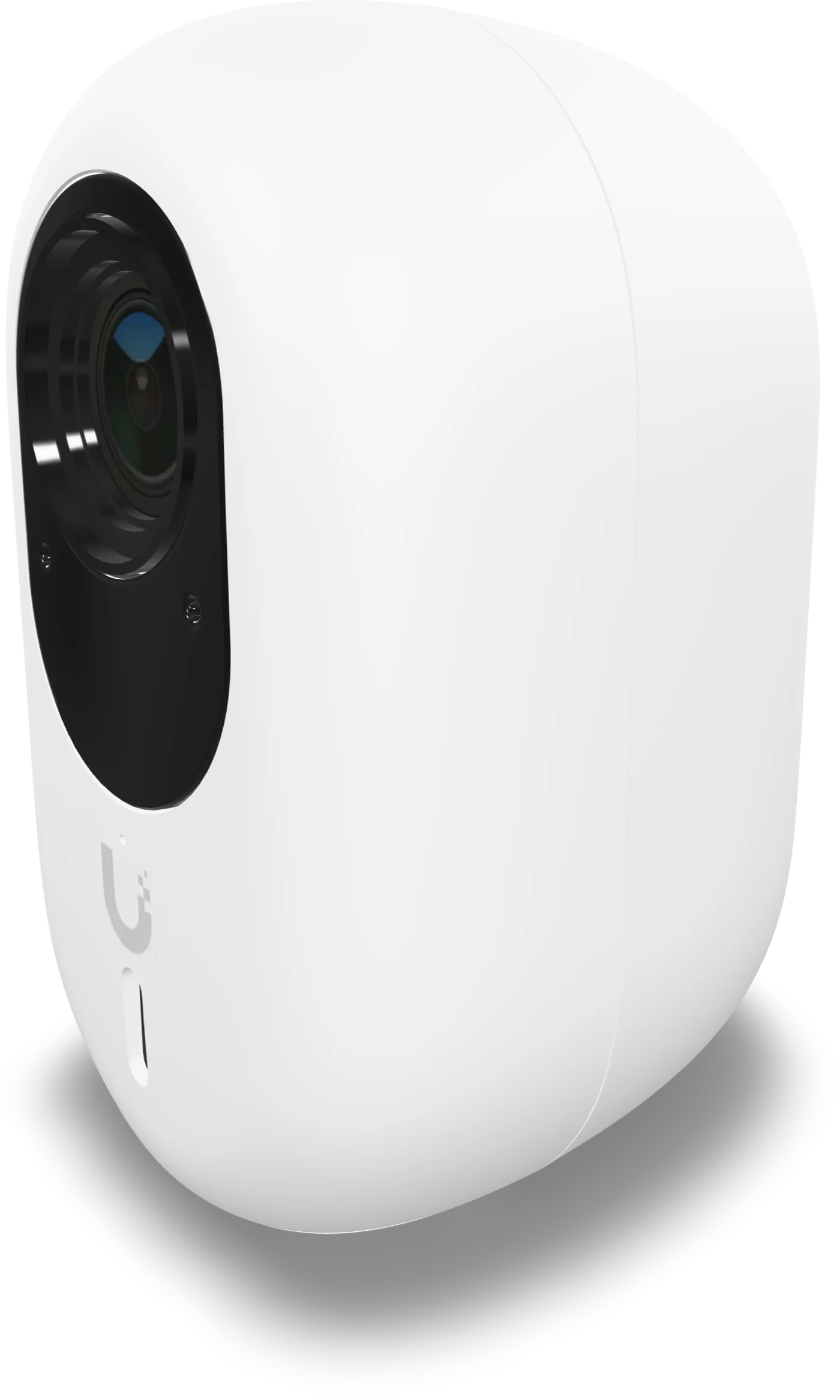 Weiße UniFi G6 Instant Kamera von der Seite, das Gehäuse sitzt auf einem runden Magnetfuß