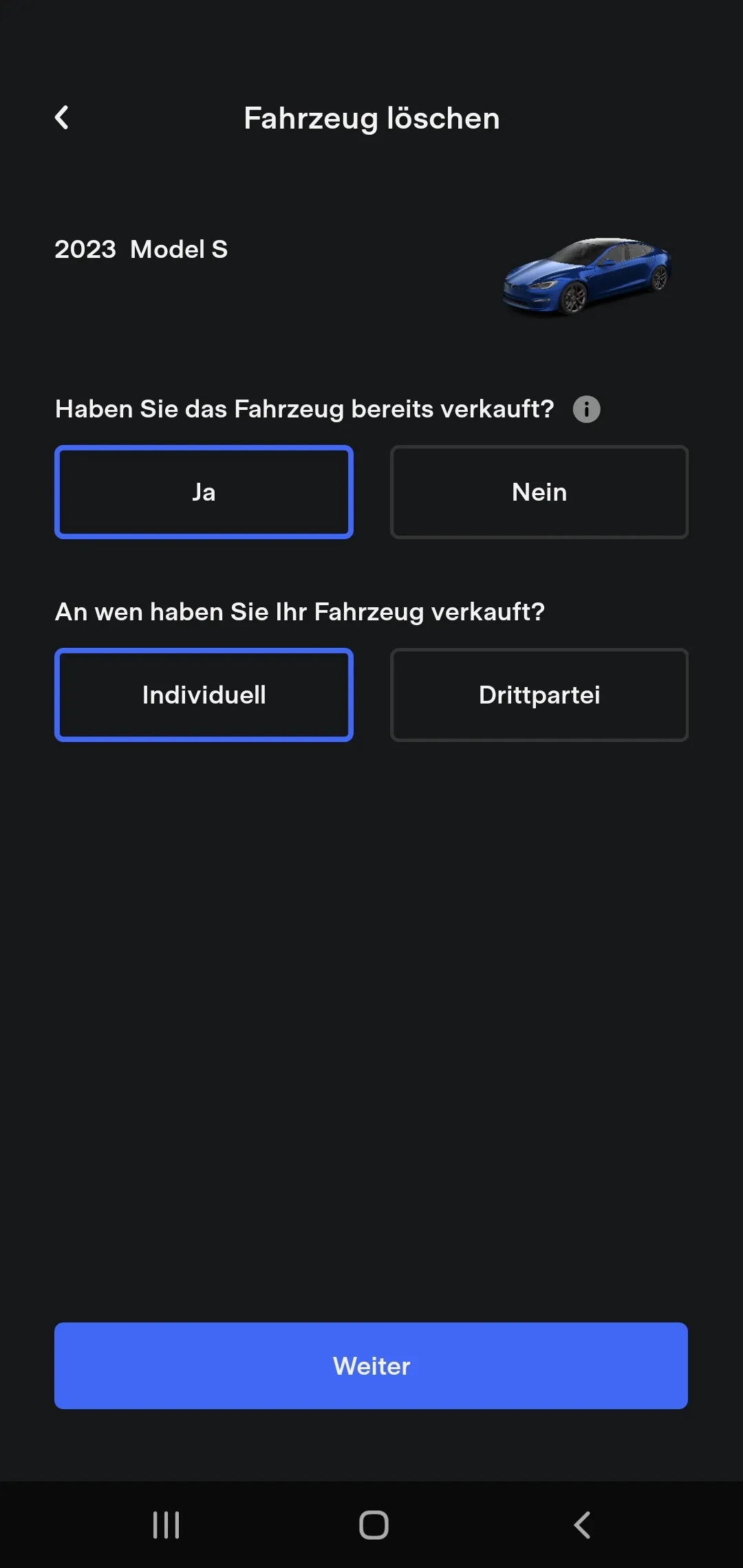 Die Auswahl Individuell ist markiert, die Schaltfläche Weiter ist aktiv