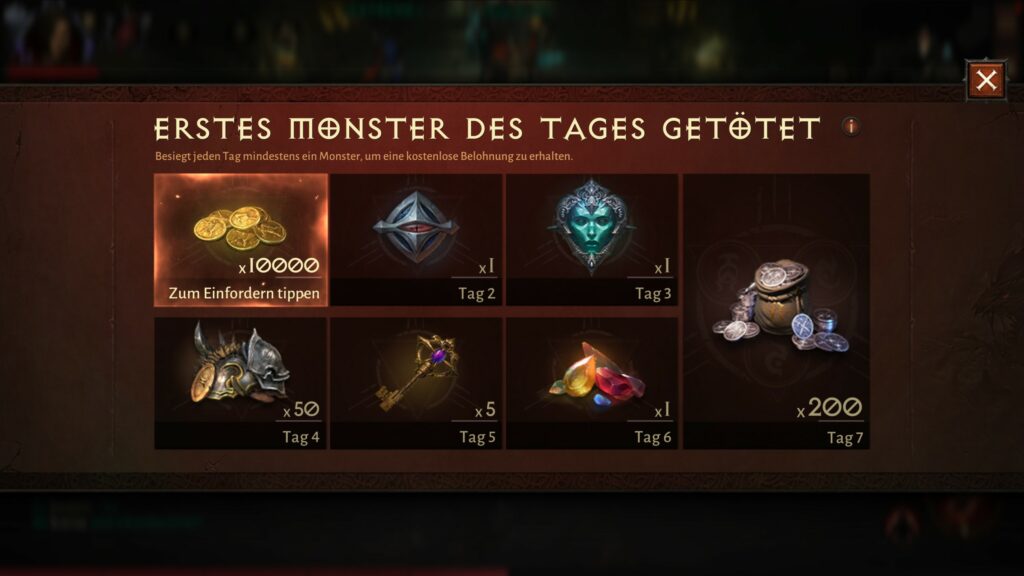Erstes Monster des Tages getötet - Belohnung